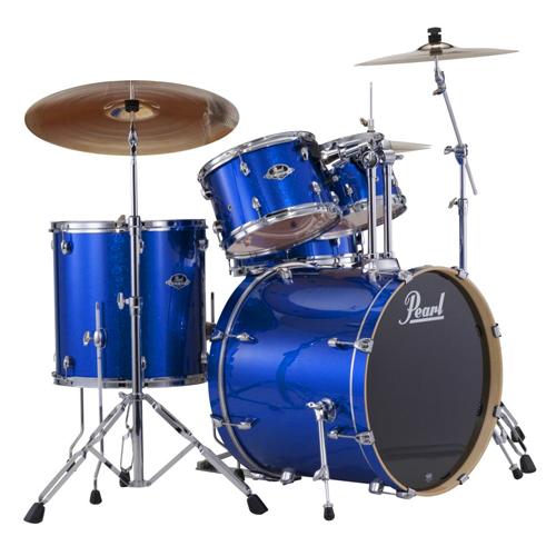 Pearl EXX725C702 Export 5-Piece Drum Kit Electric Blue Sparkle w/ Hardware - Cymbals,Throne Extra