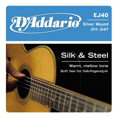 D'Addario EJ40 Acoustic Guitar Strings Silk and Steel Silver Wound 011 - 047