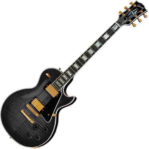 Gibson LPCTEGH Les Paul Custom Electric Guitar in Trans Ebony w/Case