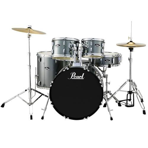 Pearl RS525SCC706 5 Piece Road Show Drum Kit with Stands and Cymbals in Charcoal