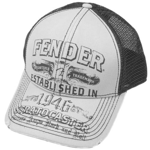 Fender 9106647000 Stratocaster Trucker Hat Grey- Clothing