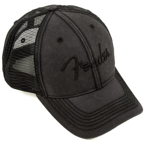 Fender 9106644000 Logo Blackout Trucker Hat Grey- Clothing
