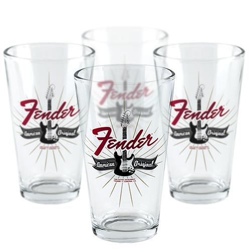 Fender 9124774606 Strat Burst Pint Glasses Set of Four