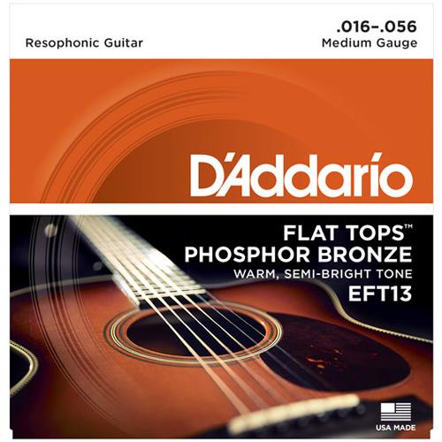 D'Addario EFT13 Flat Tops Acoustic Guitar Strings for Resonator Medium 016-056