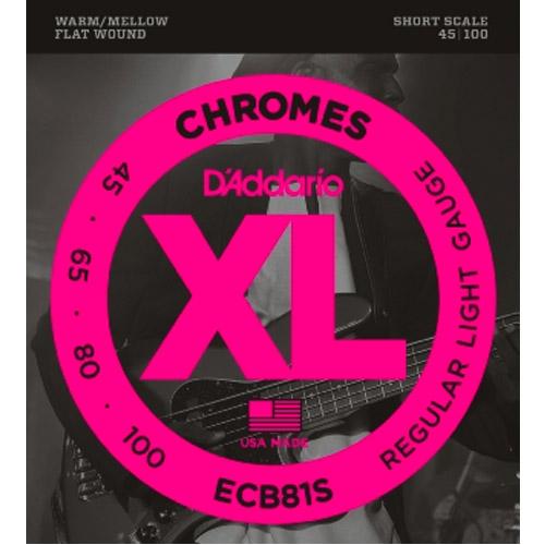 D'Addario ECB81S Chromes Flat Wound Short Scale Bass Strings - 045-100