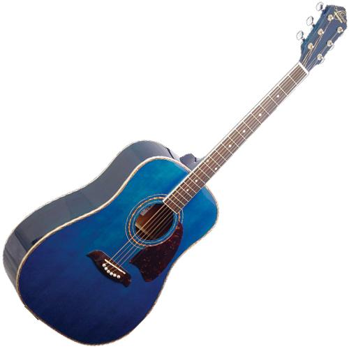 Oscar Schmidt OG2TBL Dreadnought Acoustic Guitar in Transparent Blue