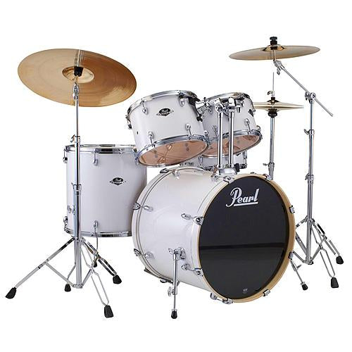 Pearl EXX725C33 Export 5-Piece Drum Kit in Pure White w/ Hardware - Cymbals & Throne Extra