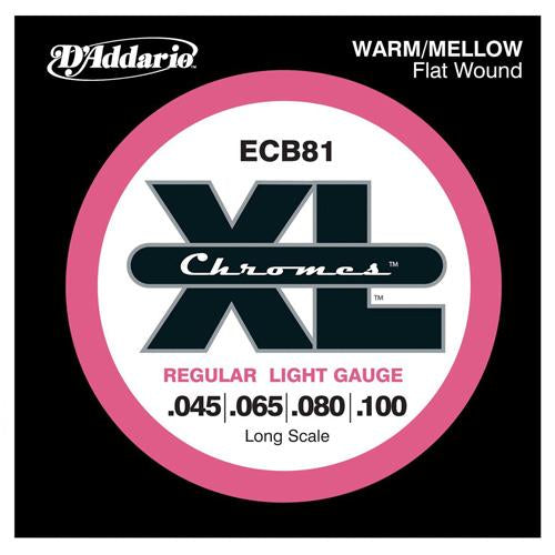 D'Addario ECB81 Electric Bass Strings XL Chromes Flat Wound Long Scale 045-100