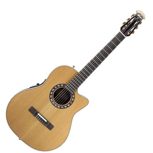Ovation 1773AX4 Pro Nylon Acoustic Electric Mid Depth Bowl Cedar Top w/Case in Natural