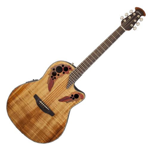 Ovation CE44PFKOA Celebrity Elite Plus Acoustic Electric Mid Depth Bowl Figured Koa Top