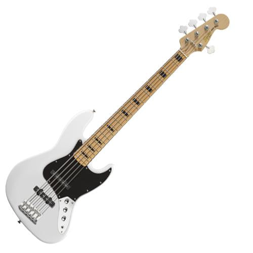 Squier 0306760505 Vintage Modified Jazz Bass Guitar V Maple 5 String in Olympic White