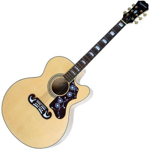 Epiphone EJ200CENAGH J200 Jumbo Solid Spruce Cutaway Acoustic Electric in Natural