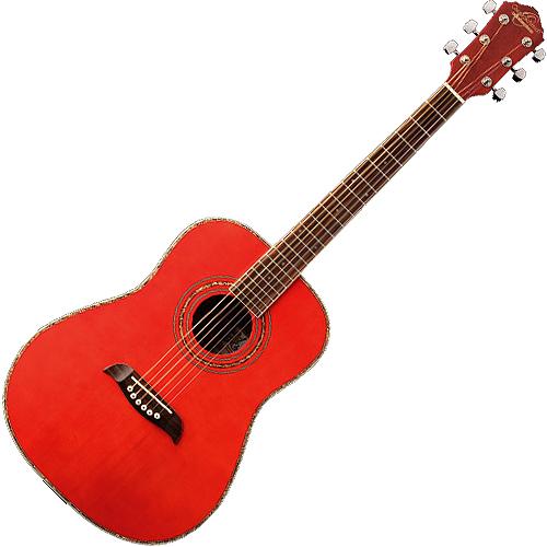 Oscar Schmidt OG1TR 3/4 Size Acoustic Guitar in Trans Red