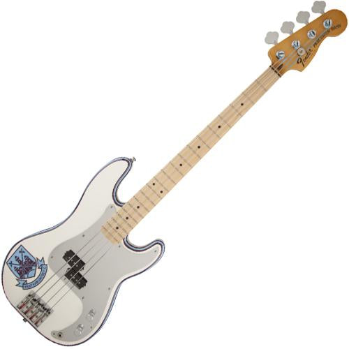 Fender 0141032305 Steve Harris Signature P Bass Guitar Maple Olympic White w/Pinstripe