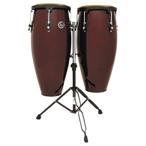 Latin Percussio LPA646DW Aspire Conga Set 10"/11" Dark Wood Finish w/ Stand