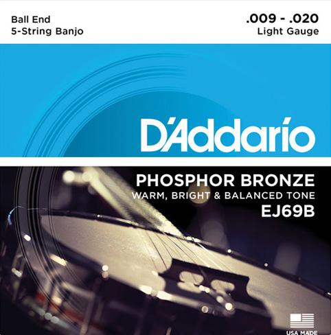 D'Addario J69B Ball End 5 String Banjo Strings