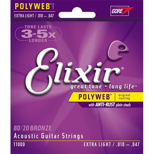 Elixir 11000 Extra Light Polyweb 80/20 Bronze Acoustic Guitar Strings 10-47